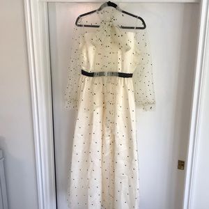 Cream dress with black polka dots